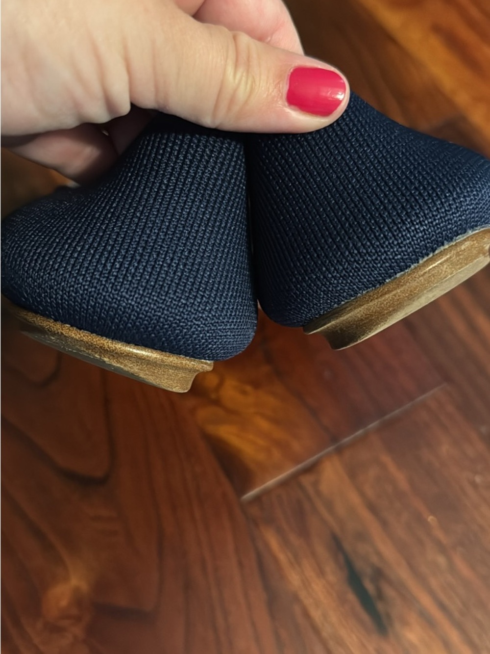 Rothy’s Mary Jane Bow Flats Navy and Pink 7.5 Retired Shoe Whimsy Soft Feminine - Picture 3 of 5